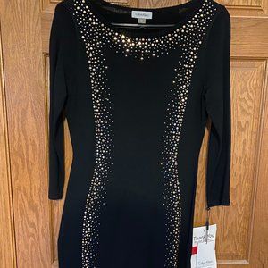 Calvin Klein Embellished Black Holiday Dress Small